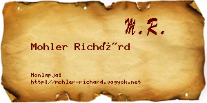 Mohler Richárd névjegykártya